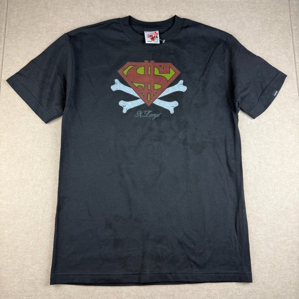 XLARGE T Shirt Men's M Black Superman Skull Crossbones Graphic Made In USA